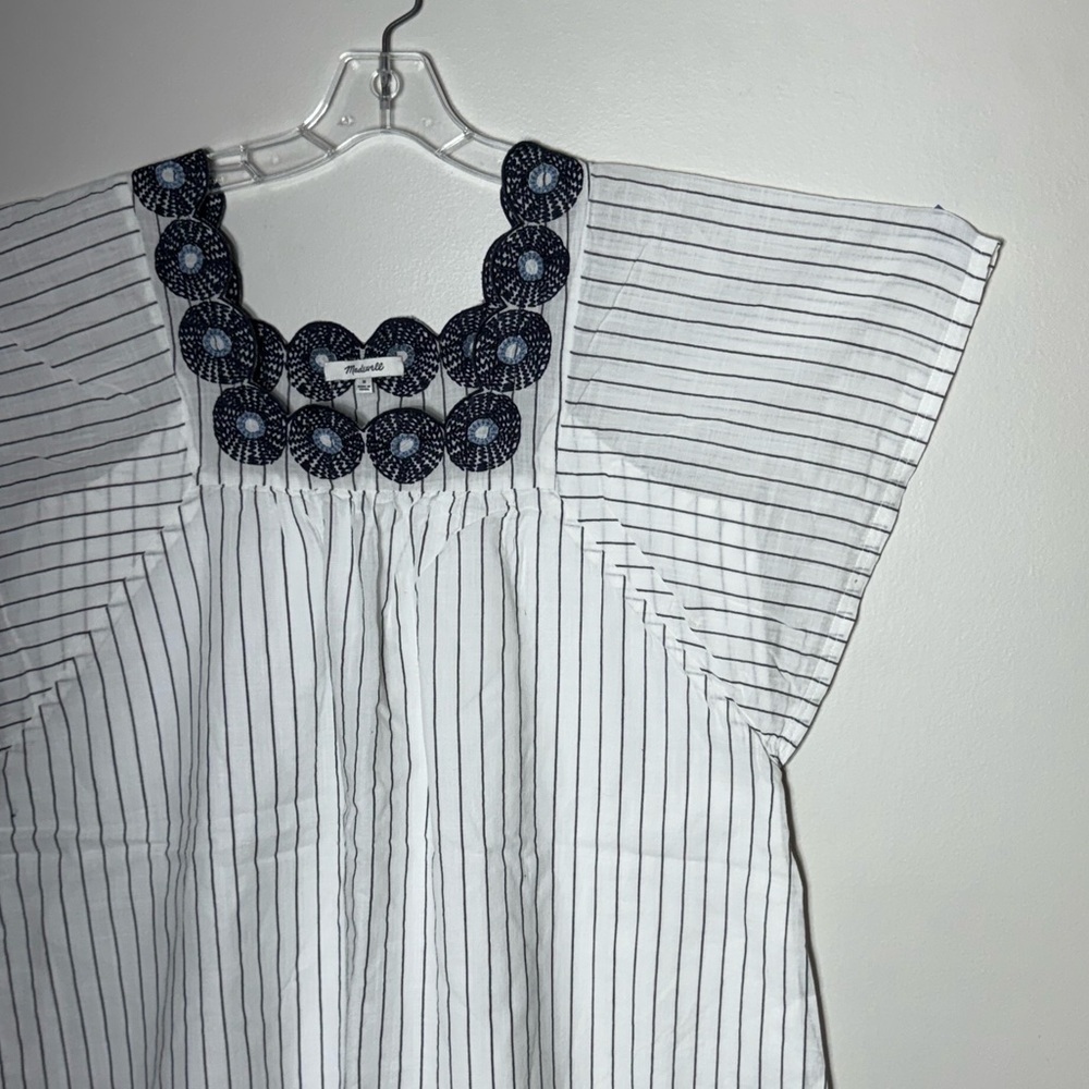 Madewell Striped Dress with Black Floral Neckline Dress Sz M - Picture 6 of 9